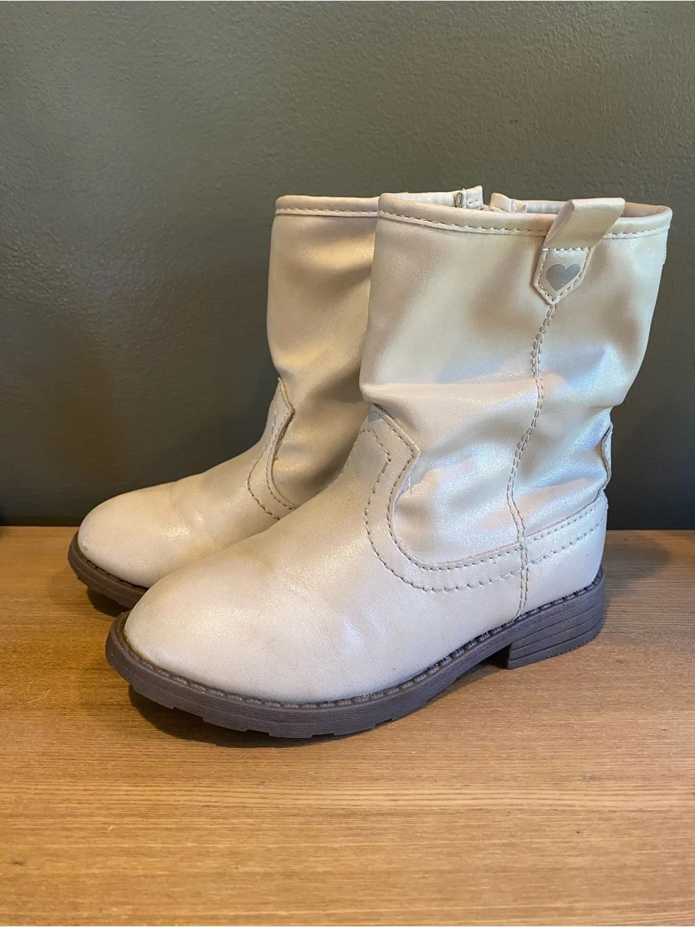 Carter's White Leather Kids Ankle Boots